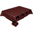 thumbnail image 2 of Red and Black Tablecloth Rectangle/Oval Buffalo Plaid Bear Table Cloth Outdoor Waterproof Red and Black Tablecloths for Party Picnic Indoor Table Cover for Dining/Kitchen 60x102inch, 2 of 6