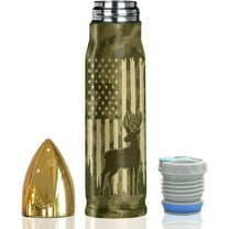 Deer American Flag Camouflage 17oz Stainless Steel Bullet Tumbler - Deer Hunting Gifts for Men - Unique Birthday Fathers day or Christmas Gifts for Hunters