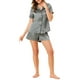 thumbnail image 2 of CONJUNTOS DE PIJAMA PARA MUJER INSPIRE CHIC, CAMISA DE MANGA CORTA CON BOTONES Y PANTALONES CORTOS, L Gris, 2 of 6