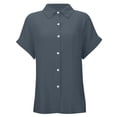 thumbnail image 3 of Hienoo Summer Button Down Shirt for Girls Casual Solid Short Sleeve Shirt Top, Sizes 5-16, 3 of 3