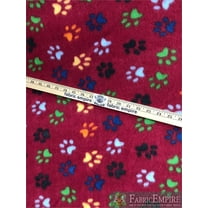 Fleece Printed Antipill Winter Fabric MULTICOLOR PAWPRINT FUCHSIA BACKGROUND / 58" Wide / Sold by the yard