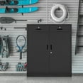 thumbnail image 7 of Metal Storage Cabinet, 36" H Locking Storage Cabinet with Two Drawers and Adjustable Shelf, Metal Cabinets for Office, Garage, Home-Black, 7 of 7