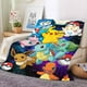 thumbnail image 1 of Mantas de Pikachu con dibujos animados, manta de cama suave y ligera, manta de viaje de temporada para adultos, niñas y niños, 30 x 40, paquete de 1, 1 of 1