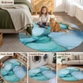 thumbnail image 5 of Teal Marble Large Round Rug 8 FT, Non Slip Living Room Area Carpet, Contemporary Ink Painted Abstract Art Washable Soft Circle Rug Non-Shedding Floor Carpet for Bedroom Office Dining Room, 5 of 9