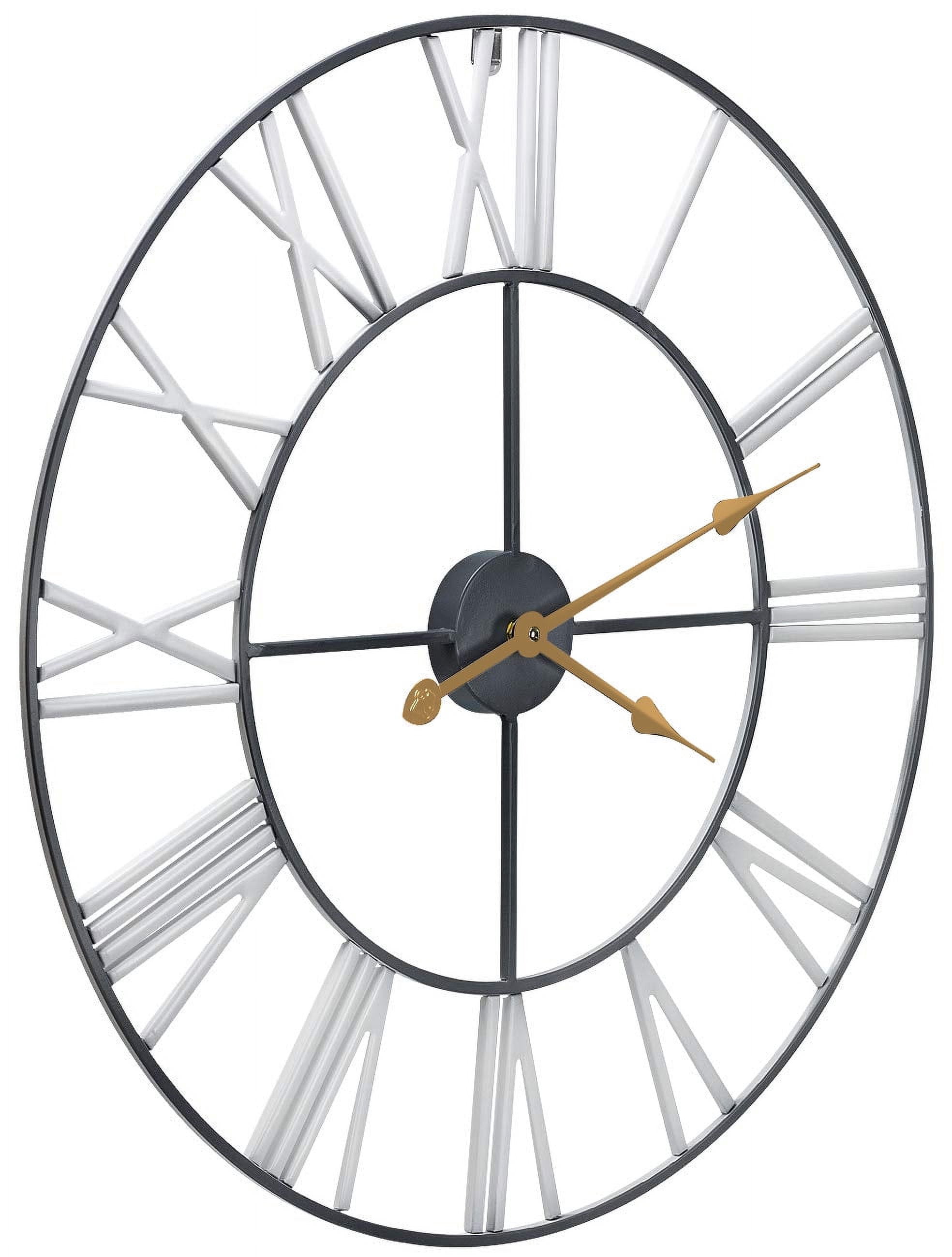 GGI Decor Quartz Farmhouse Indoor Oversized Wall Clock, Easy To See Roman Numerals