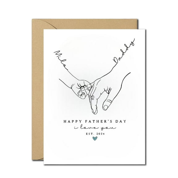 Heartfelt Father's Day Greeting Card - "Happy Father's Day, I Love You" - Beautiful Hand-Drawn Design with Envelope