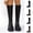 Black, variant on Womens Knee High Combat Boots Round Toe Platform Lug Sole Faux Leather Front Zipper Gothic Streetwear Boots Brown Size US7.5
