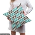 thumbnail image 4 of Plaid Sofa Upholstery Fabric by the Yard, 2 Colored Pattern with Little Checks and Diagonal Lines Retro Modern, Decorative Fabric for DIY and Home Accents, Dark Brown Seafoam White by Ambesonne, 4 of 4