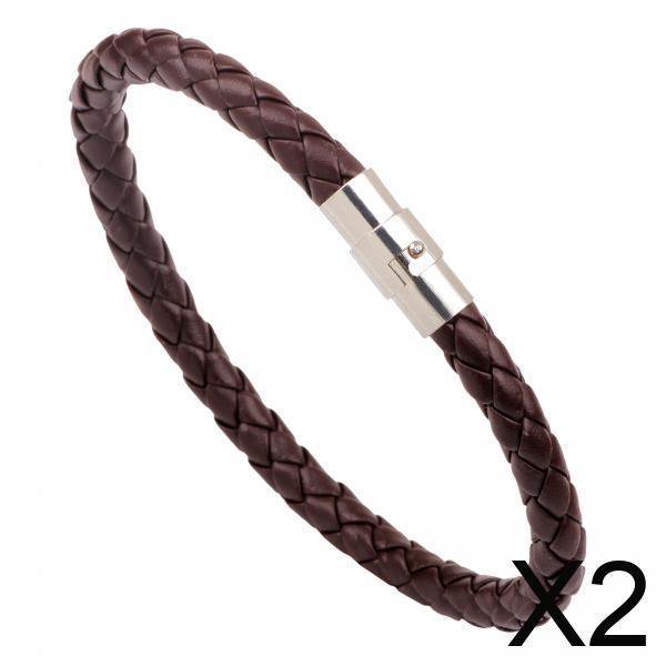2xPulsera De Cuero Trenzado Para Hombres Y Mujeres Para Viajes Día Regalo De Cumpleaños Marrón