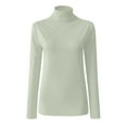 thumbnail image 4 of Womens Tops Casual Solid Long Sleeve Mock Turtleneck Slim Fit Stretchy Layer Tee Shirt Winter Top L Sweaters For Women, 4 of 5