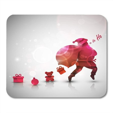 KDAGR Bag Secret Santa Claus with Gifts Christmas 10 Silhouette Sack Mousepad Mouse Pad Mouse Mat 9x10