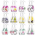 thumbnail image 1 of 12 pares de pendientes de piel sintética con diseño de gnomo de Pascua, con forma de lágrima y estampado de conejo y huevo de Pascua., 1 of 5