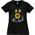thumbnail image 3 of Inktastic Bee Kind Bees and Sunflower Women's Plus Size V-Neck T-Shirt, 3 of 5