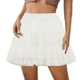 thumbnail image 4 of Dpytoraw Ladies Lace Cake A Line Skirt Ballet Skirt Mesh Puffy Skirt Half Body Skirt White XL, 4 of 5