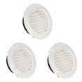 thumbnail image 1 of 3 Pcs Grille Ronde de 8 Pouces en ABS avec Évent de Soffite Blanc et Moustiquaire Intégrée, 1 of 5