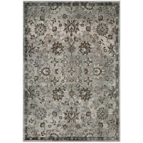 Modway Hana Distressed Vintage Floral Lattice 5x8 Area Rug in Silver Blue, Beige and Brown