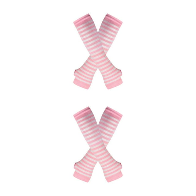 ZheElen Stand Out With Thick Thighs Long Socks And Gloves Set Made With Polyester And Highly Elastic pink and white 2Set