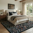 thumbnail image 4 of Lahome Floral Washable Rugs, 8'x10' Area Rug for Living Room, Soft Large Boho Bedroom Rug, Botanical Non Slip Ultra Thin Floor Carpet for Dining Room Nursery Office, Black, 4 of 12
