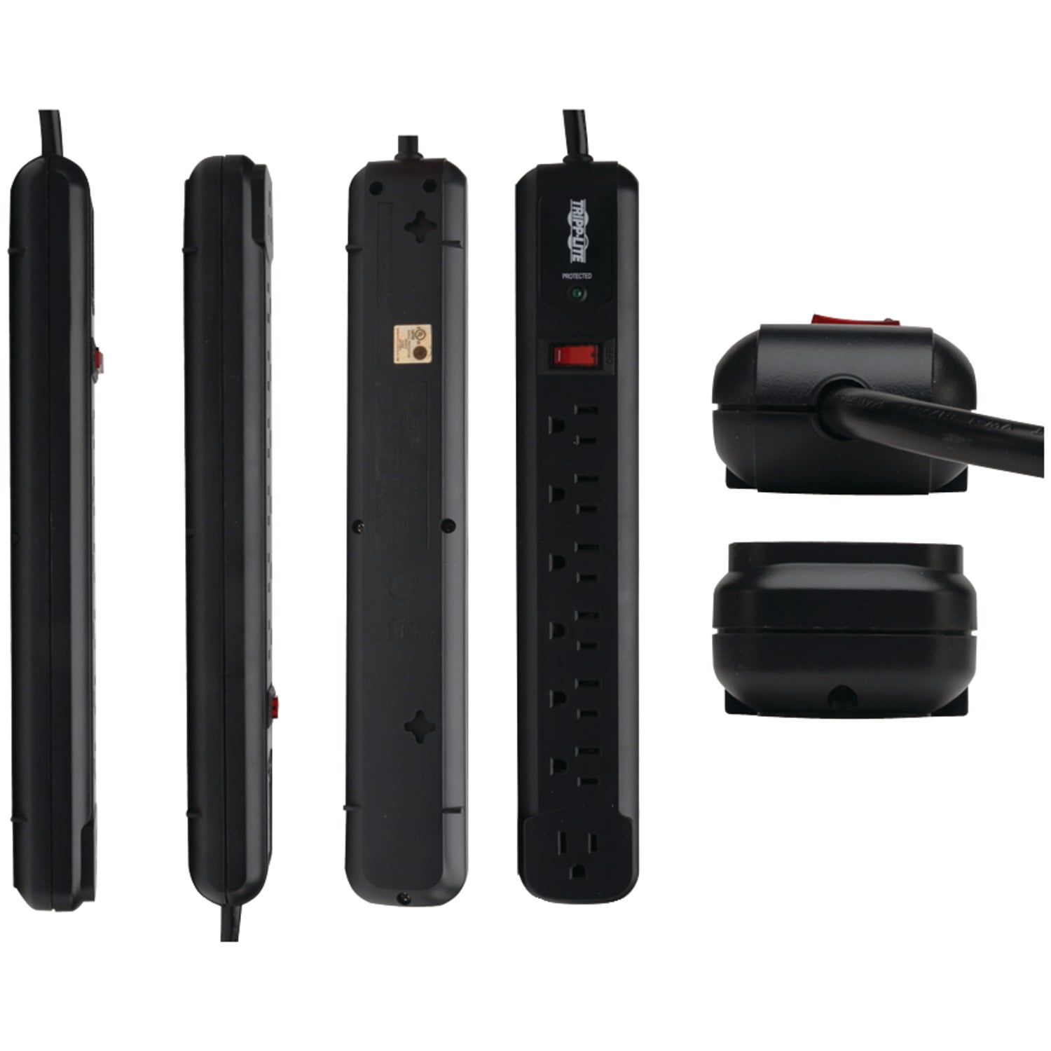 6 Pack Tripp Lite TLP74RB 7-Outlet Surge Protector