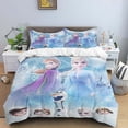 thumbnail image 3 of Juego de cama de tres piezas con estampado de dibujos animados de Disney Frozen Elsa y funda de almohada para niños o adultos, tamaño King, Queen, Full y Twin, 3 of 5