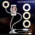 thumbnail image 3 of 2 In 1 360 Degree Mobile Phone Holder Stand Long Arm Flexible Desktop Cip Bracket Photography 3 Modes Dimmable Led Selfie Light, 3 of 4