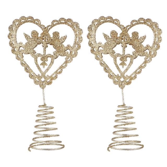 2 unids Navidad en forma de corazón Topper Hierro Arte Arte de Navidad Top Decoración