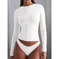 thumbnail image 4 of Quarter Zip V Neck Long Sleeve Cropped Top Going Out Tops for Womens Fall Fashion 2025 White M, 4 of 6