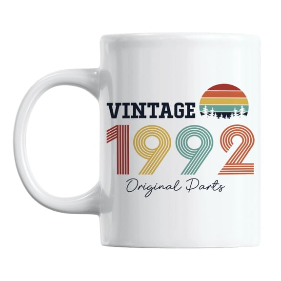 Vintage 1992, Original Parts feat. Retro Sunset Ceramic Coffee & Tea Mug (11oz)