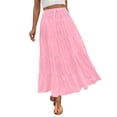 thumbnail image 2 of Gamivast Maxi Skirts for Women High Waisted Smocked Elastic Waist Drawstring Tiered Ruffle Flowy Skirt Casual Loose Boho Long Pleated Skirt Beachwear, 2 of 8