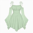 thumbnail image 3 of Women Vintage Off‑Shoulder Corset Dress Puff Long Sleeve Lace‑Up Swing Midi Dress, 3 of 3