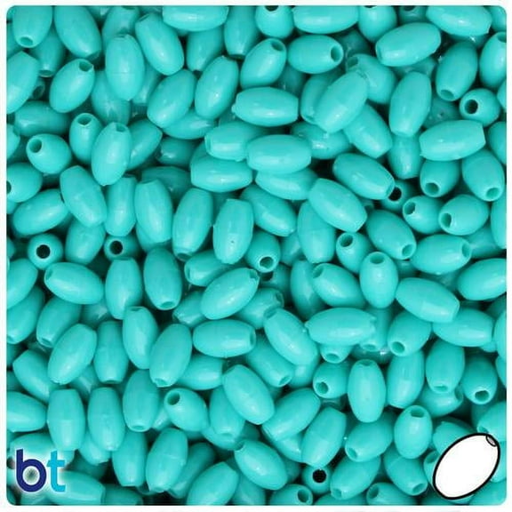 BeadTin Light Turquoise Opaque 9mm Oat Plastic Beads (500pcs)
