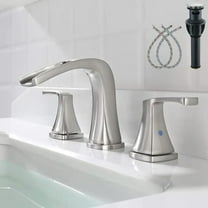 Widespread Bathroom Sink Faucet Brushed Nickel Basin Mixer Tap 3 Holes W/ Drain