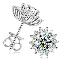 925 Sterling Silver with 18K Gold Plated 1CT Moissanite Halo Earrings,D Color VVS1 Clarity Brilliant