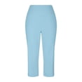 thumbnail image 4 of QTSHPN Workout Pants Women Wide Leg Capris with Pockets High Waistband Yoga Pants Breathable Stretchy for Summer Casual Wear Women Pants Sky Blue S, 4 of 6
