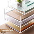 thumbnail image 3 of 4-Tier Acrylic Stackable Desk Organizer Trays – Clear Vertical Paper Tray for A4/Letter Files, Folders & Office Supplies – Modular Desktop Storage Shelf, Workspace & Home Organization, 3 of 7
