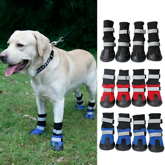 GASTROPOD 4Pcs Winter Warm Waterproof Anti-Slip Snow Boots Dog Paw Protector Pet Supplies, Blue