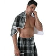 thumbnail image 4 of Colevkie 2 Pieces Bath Wrap Set Shower Skirt & Bath Towel for Men Soft Adjustable Polyester Beach Towel Spa Towel Quick Drying Portable Printed Black White Checkered Pattern, 4 of 7