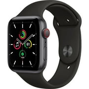 Restored Apple Watch SE GPS + Cellular, 44mm Space Gray Aluminum Case with Black Sport Band