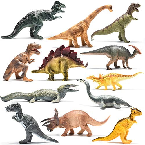 prextex realistic looking dinosaurs pack of 12 large plastic assorted dinosaur figures