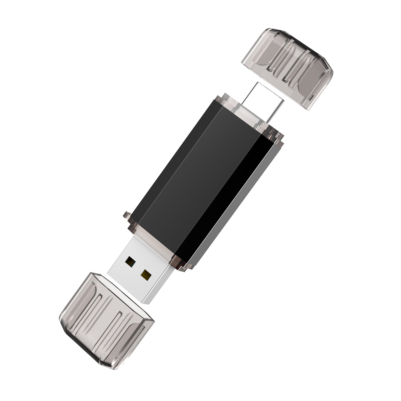 TOPESEL 2 Pack USB C Flash Drive 32GB 2 in 1 USB 3.0 & USB Type C Thumb Drive Black