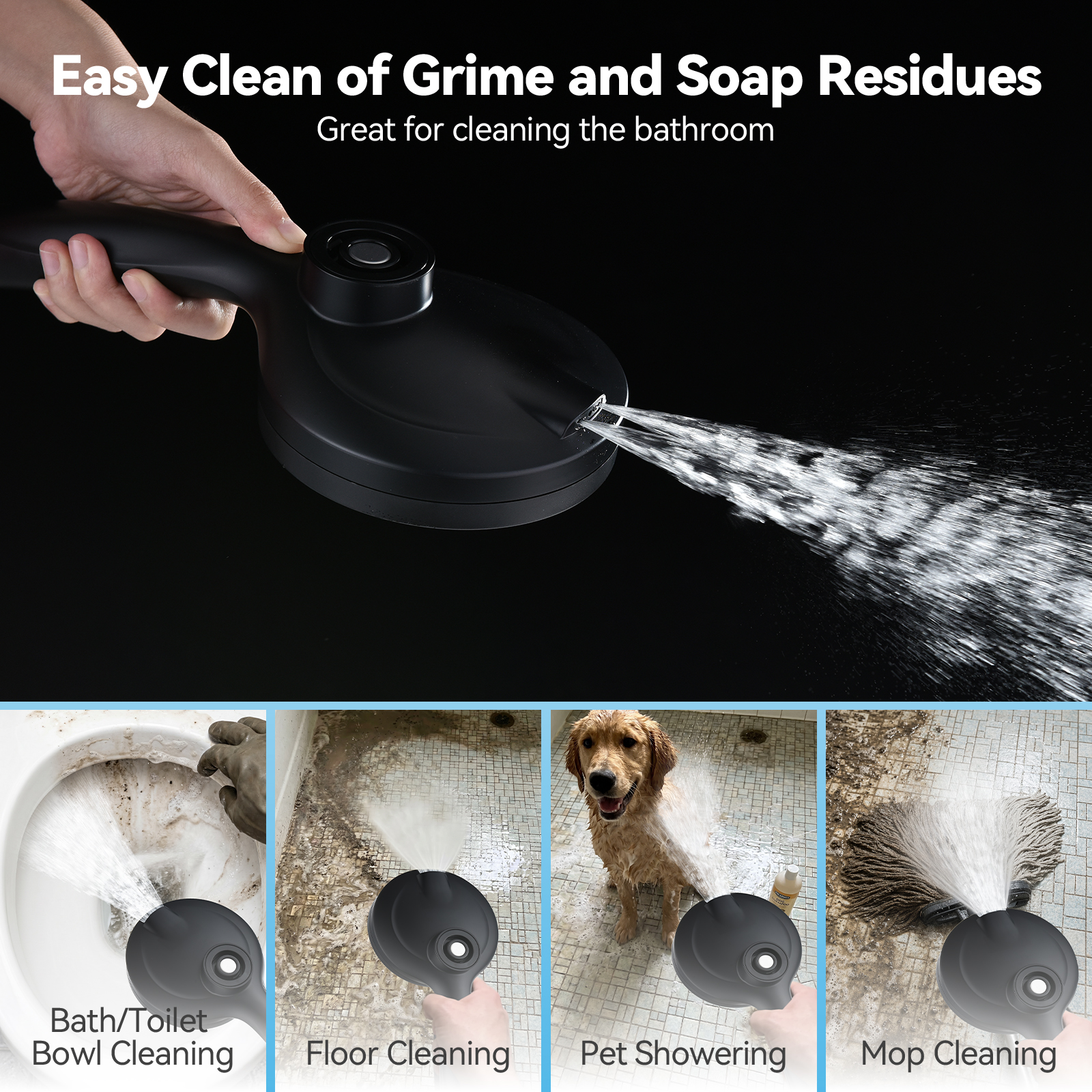 INAVAMZ 12" Rain Shower Head & Handheld Combo, Black photo 6