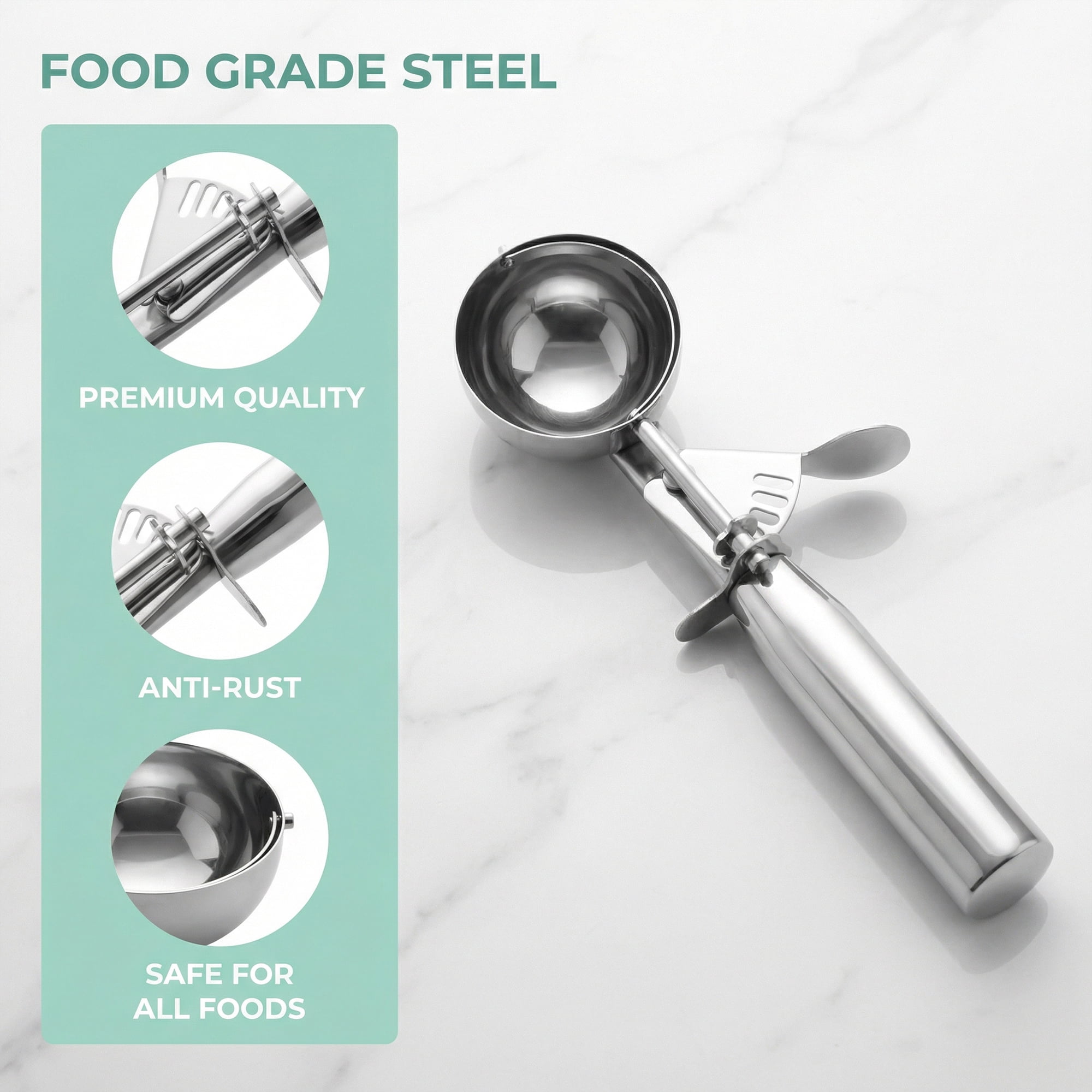Unique Bargains Stainless Steel Comfortable Ice Cream Scoop Silver-1Pcs 8.3*2inch
