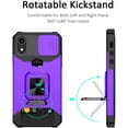thumbnail image 2 of iPhone XR Case with Sliding Camera Cover and Card Holder,Heavy Duty Protective iPhone XR Case with Ring Magnetic Kickstand Phone Case for iPhone XR 6.1''(Purple), 2 of 14