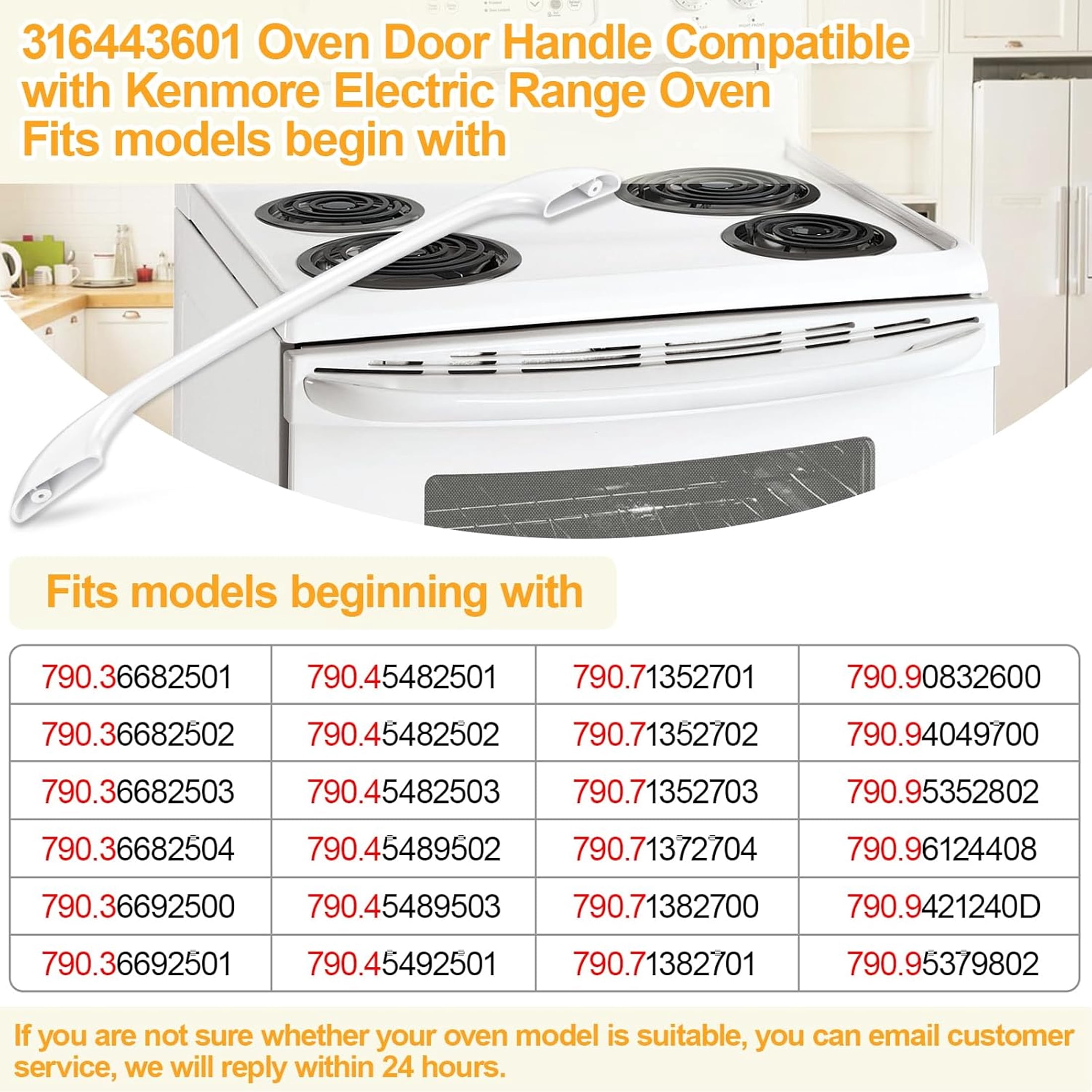 316443601 Oven Door Handle Replacement Compatible with Frigidaire Kenmore Electrolux Electric Range Oven Stove, 2 Pack 316433300 Oven Door Handle Screws