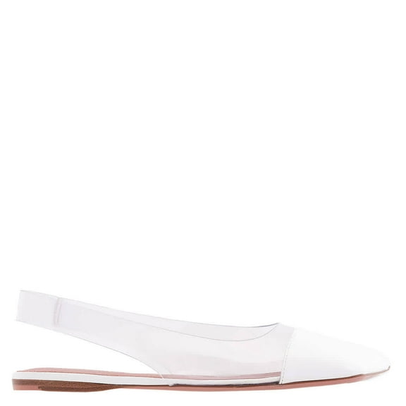 Amina Muaddi Transparent-Design Slingback Ballerina Flats, Brand Size 38 (US Size 8)