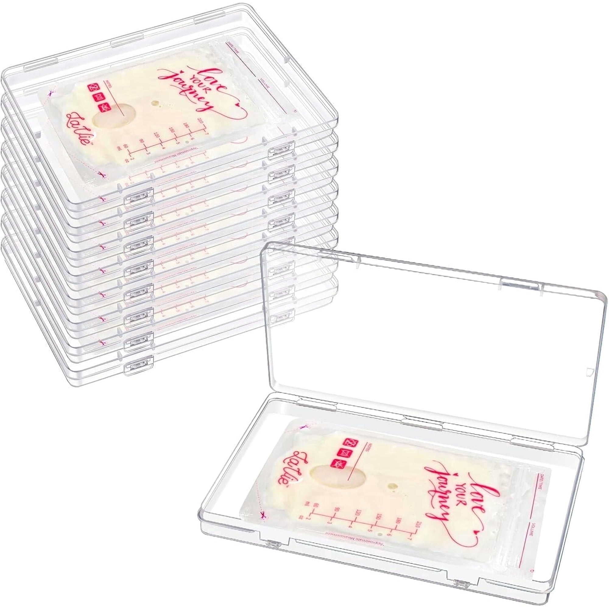 Gilysido Maternity & Baby Dye-Free Breastmilk Storage Starter Kits 8 Piece Set with Organizer and Freezer Tray, 150 ml