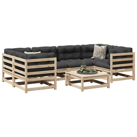 vidaXL 7 Piece Patio Sofa Set Solid Wood Pine