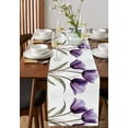 thumbnail image 2 of Table Runner 90 Inch Long - Purple Tulip Green LeavesDecorative Table Scarf,Still Life FloralDining Table Runners for Wedding Party Kitchen Dining Tables, 2 of 7