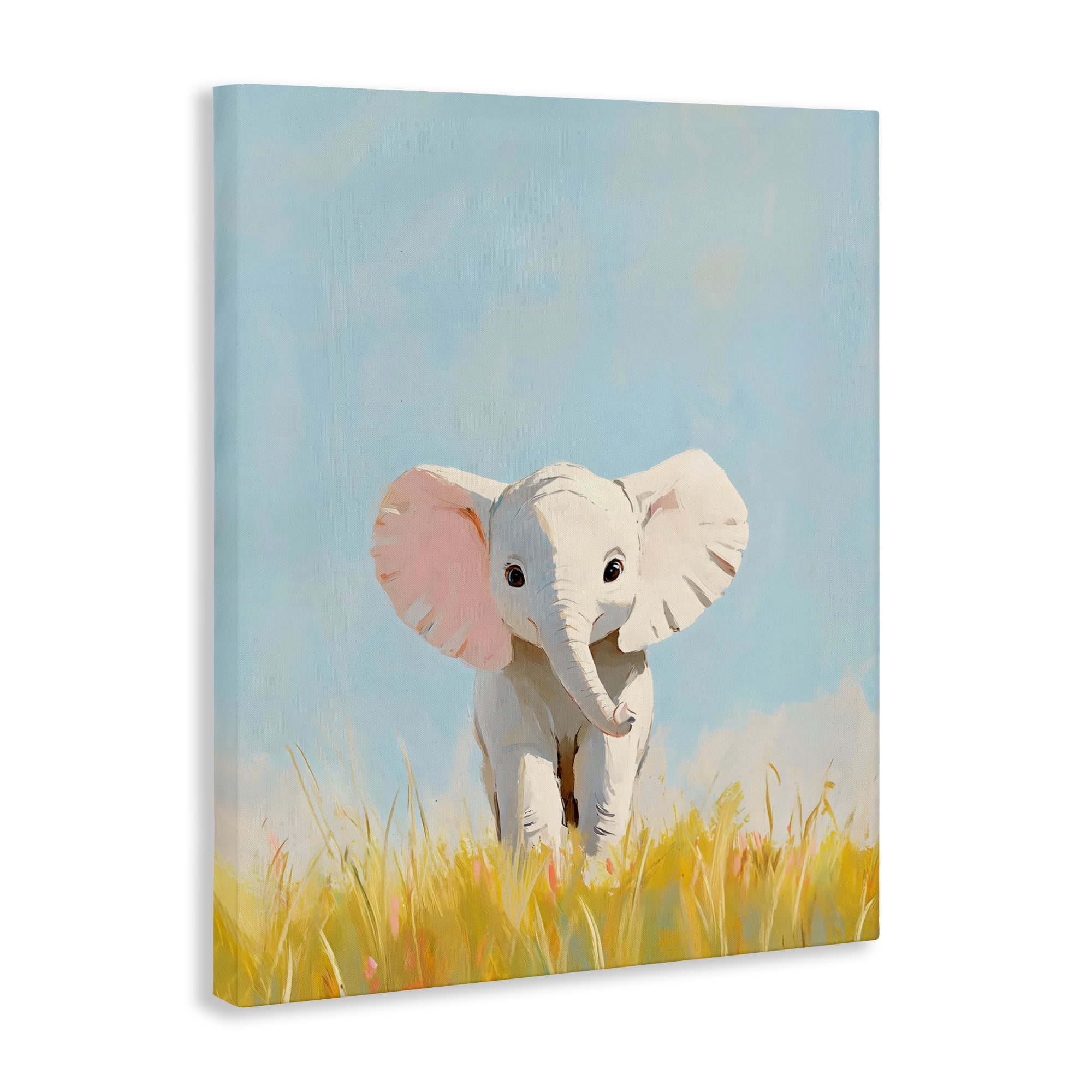 Stupell Industries White Baby Elephant in Grass Canvas Wall Art, design by The Prints Vibe
