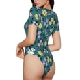 thumbnail image 3 of The Xecao Floral Women's Crew Neck Body Suit, a short-sleeved bodysuit and basic swimsuit, both comfort and style for dating and daily life, 3 of 9
